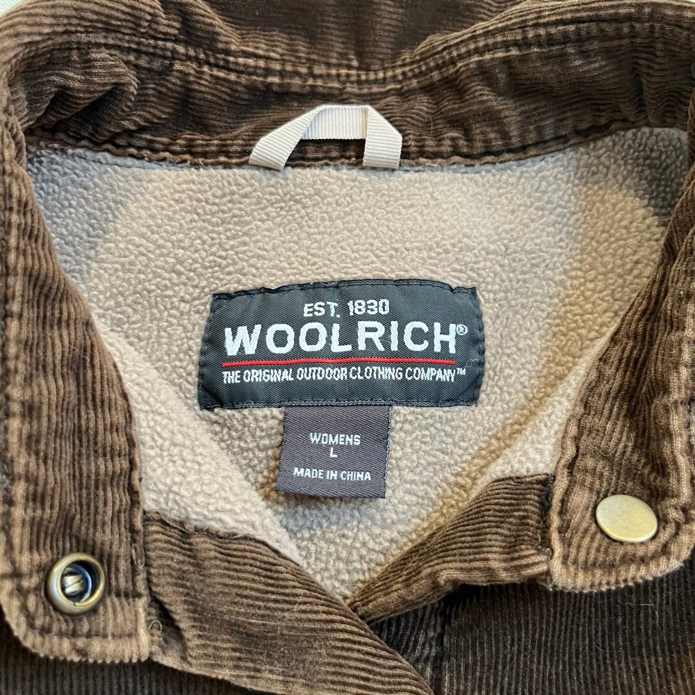 Vintage Woolrich Jacket Womens Large Brown‎ Corduroy Button Up Sherpa Lined 90s - Picture 7 of 11